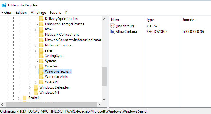 Capture-clé DWORD AllowCortana.PNG