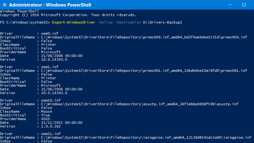 Capture-sauvegarde pilote Windows Powershell.PNG