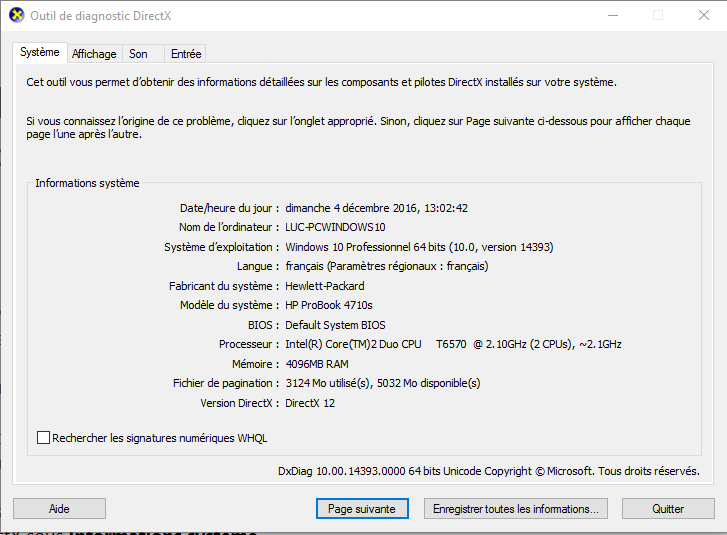 DirectX 12 bel et bien installé sur mon PC.