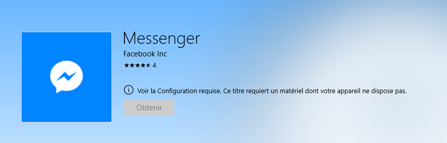 Bouton &quot;Obtenir&quot; grisé = Impossibilité d'installer le logiciel.