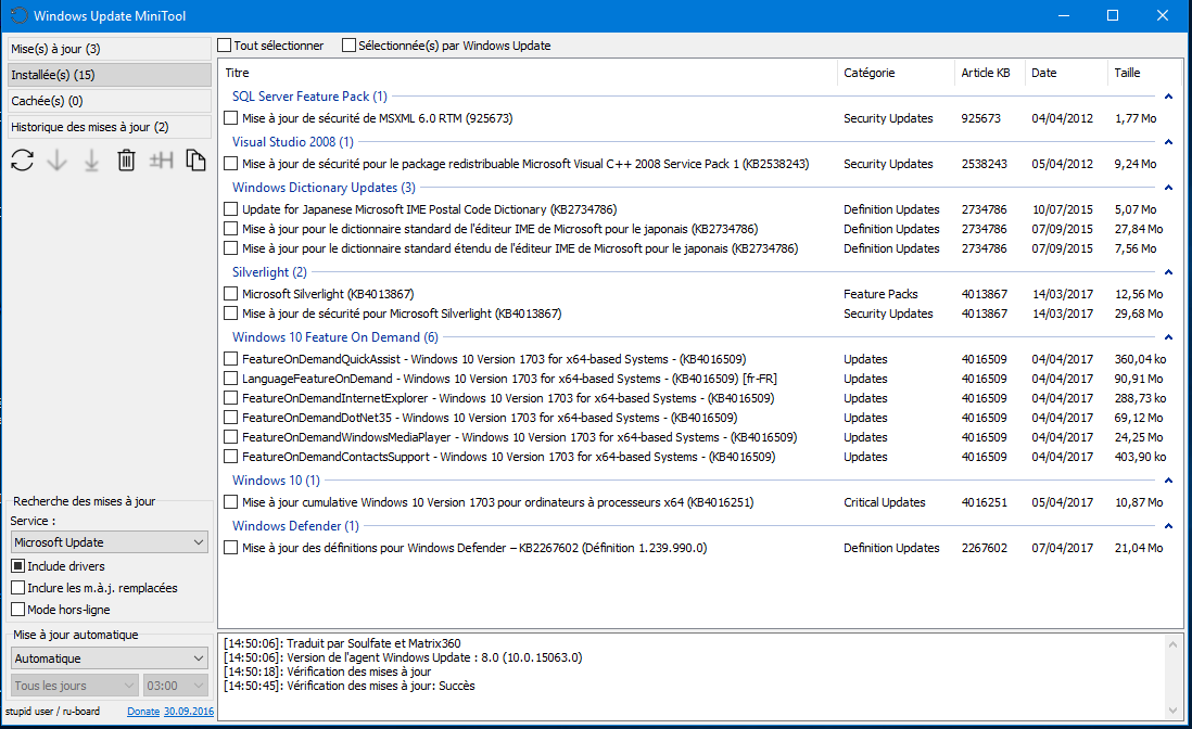 Capture-mises à jour installées dans Wumt suite cretors update.PNG
