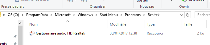 Capture-Raccourci gestionnaire audio Realtek restant.PNG