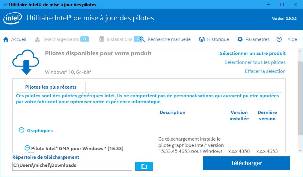 Capture-résultat utilitaire pilote intel.JPG