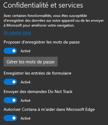 Options activées