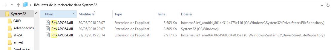 Capture-realtek.dll dans system32.JPG