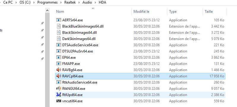Capture-raccourci Realtek audio manage.JPG