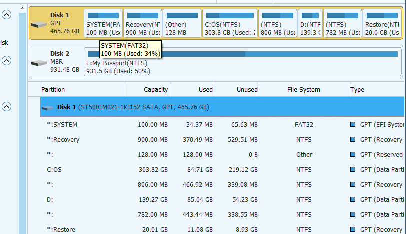 Capture-Nb de partitions sur PC Uefi avec GPT Minitool partition wizard.PNG