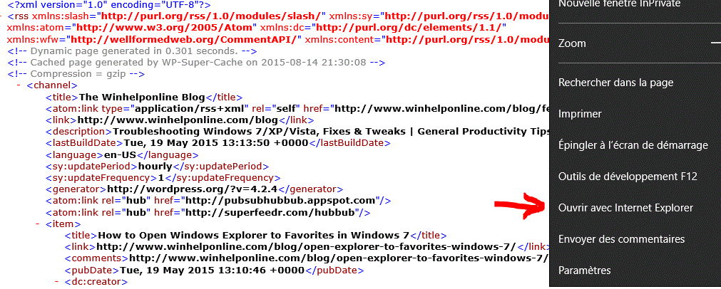 Capture-ouvrir RSS feed avec IE.GIF