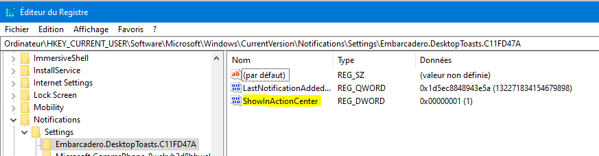 Capture-Embarcadero pour action center dans registre.PNG