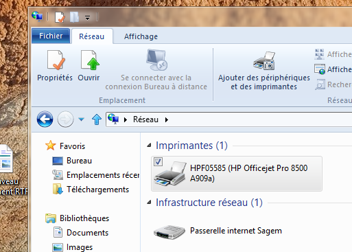 L'imprimante apparait bien dans mon réseau