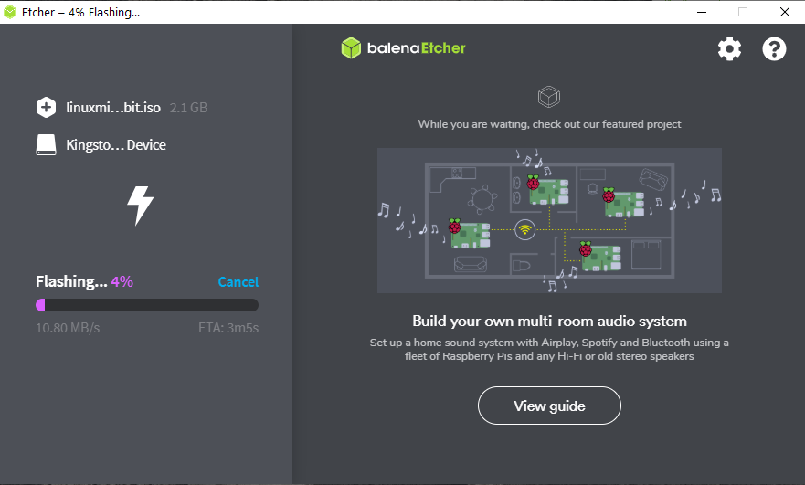 Capture-Linux mint mate sur USB avec Balana Etcher.PNG